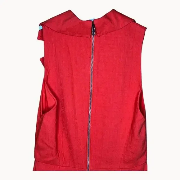 ALICE + OLIVIA Meritt Pleated Linen Romper in Chili Pepper Size 2 - Picture 7 of 9